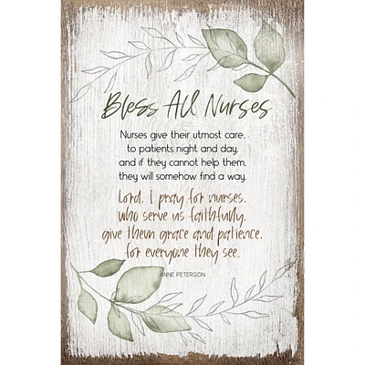 Bless All Nurses Inspirational Wood Plaque
