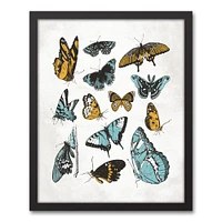 Vintage Butterflies Black Framed Canvas Wall Art