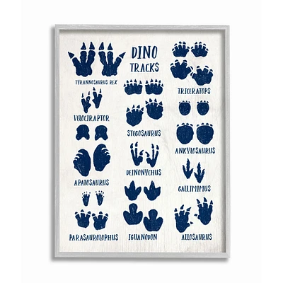 Stupell Industries Chart of Dinosaur Tracks Wall Art in Gray Frame