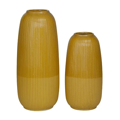 CosmoLiving by Cosmopolitan Yellow Ceramic Modern Vase Set