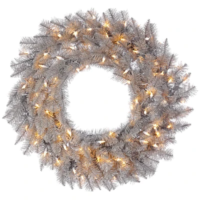 36" Warm White Dura-Lit® LED Platinum Fir Wreath