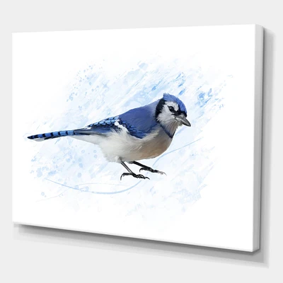 Designart - Vintage Blue Jay Bird - Traditional Canvas Wall Art Print