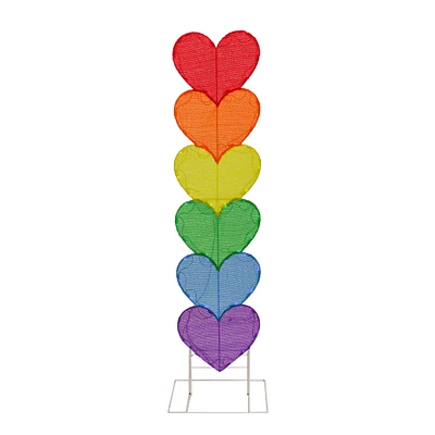 63" Valentine's Day Collection Rainbow LED Pre-Lit Valentine's Stacked Hearts Plug In Decoration