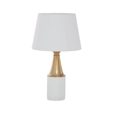 CosmoLiving by Cosmopolitan White Metal Traditional Table Lamp, 21" x 12" x 12"