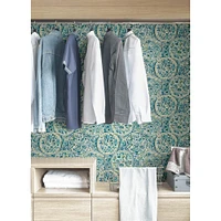 Caroline et Bettina Teal Camille Peel & Stick Wallpaper