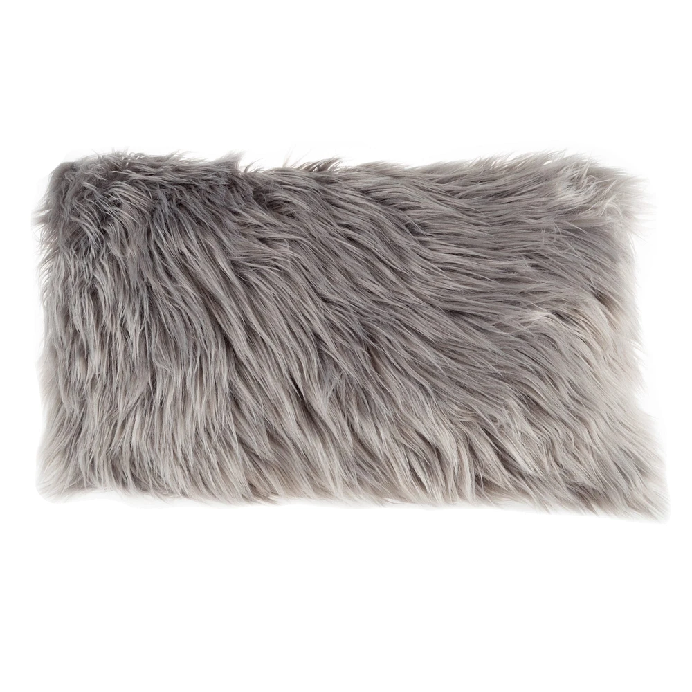 Hastings Home Faux Fur Lumbar Pillow