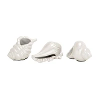 White Porcelain Coastal Seashell Sculpture Set