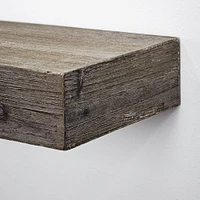 Large Gray Rustic Wood Floating Wall Shelf