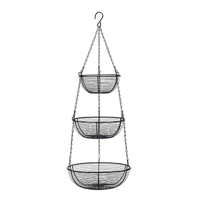 SunnyPoint Black 3 Tier Hanging Fruit Basket