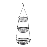 SunnyPoint Black 3 Tier Hanging Fruit Basket