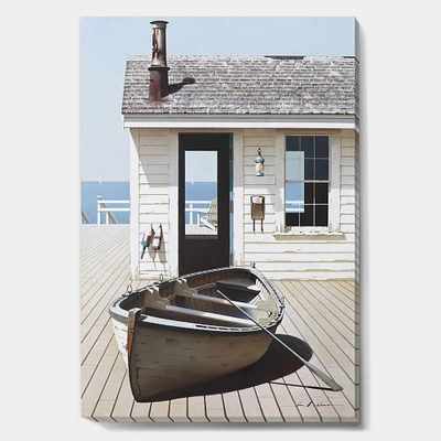 Designart - Boat on the Dock - Nautical & Coastal Premium Canvas Wall Art