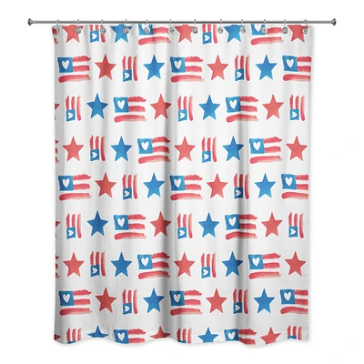 Flags & Stars Pattern Shower Curtain