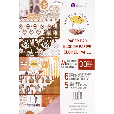 Prima® Golden Desert A4 Double-Sided Paper Pad, 30 Sheets