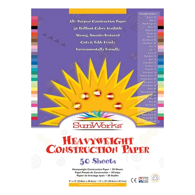 Pacon® SunWorks® 9" x 12" Assorted Color Construction Paper, 50ct.