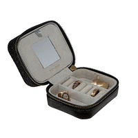 Ruby + Cash Black Sequin Mini Faux Leather Zippered Travel Jewelry Organizer Box