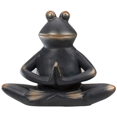 11" Yoga Frog in Sukhasana Position Outdoor Garden Statue