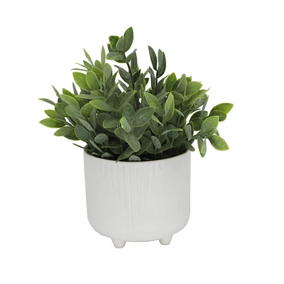 Flora Bunda® Tea Leaf In White Cascade Footed Pot