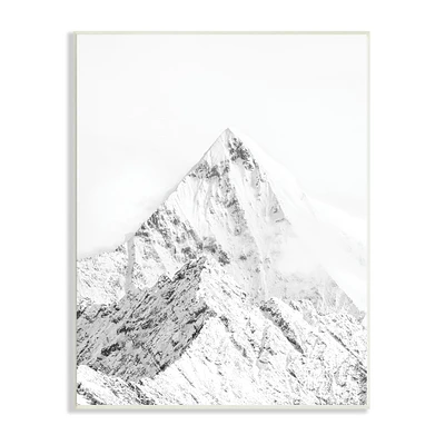 Stupell Industries Snowy Mountain Peak Sharp Lines Black White Wall Plaque