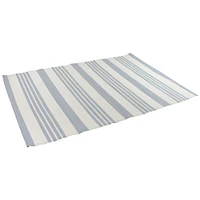 Light Blue & White Striped Rectangular Outdoor Area Rug, 4ft. x 6ft.