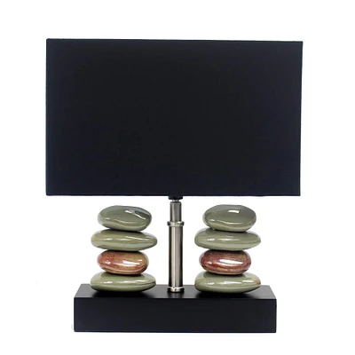 Elegant Designs™ 14" Rectangular Dual Stacked Stone Table Lamp with Black Shade