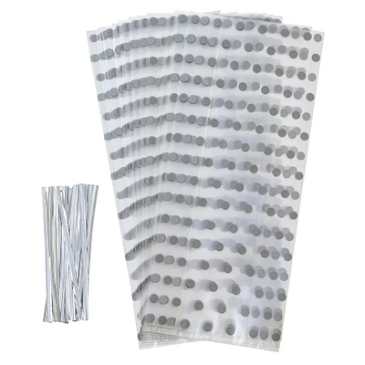 12 Packs: 25 ct. (300 total) Silver & Clear Cello Bag Kit by Celebrate It®