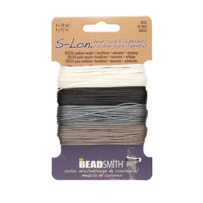 12 Packs: 4 ct. (48 total) The Beadsmith® S-Lon® 0.5mm Mixed Color Bead Cords