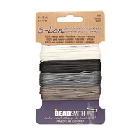12 Packs: 4 ct. (48 total) The Beadsmith® S-Lon® 0.5mm Mixed Color Bead Cords