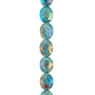 Aqua Faceted Glass Oval Beads, 15.5mm by Bead Landing™