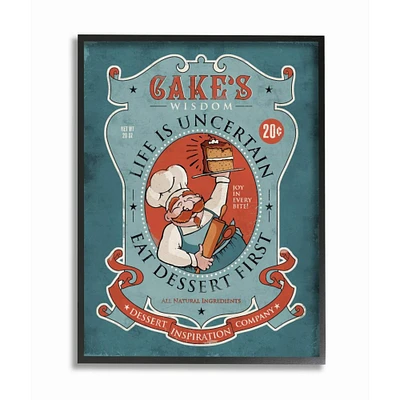 Stupell Industries Cake Wisdom Funny Black Framed Wall Art