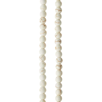 White Crackle Dyed Howlite Round Beads, 6mm by Bead Landing™
