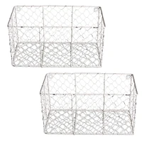 DII® Small Antique White Wall Mount Chicken Wire Baskets, 2ct.