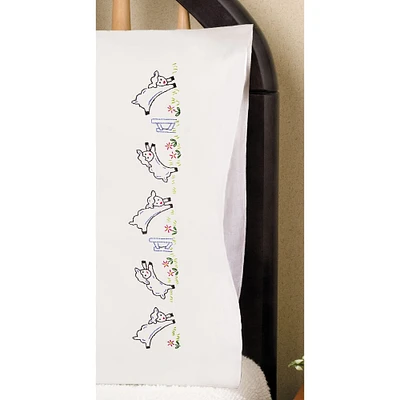 Tobin Prancing Sheep Stamped For Embroidery Pillowcase Set