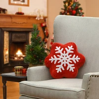 Red & White Snowflake Throw Pillow