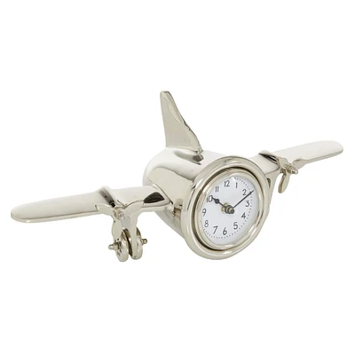 The Novogratz 16" Silver Aluminum Airplane Clock