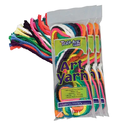 4 Packs: 3 ct. (12 total) Trait-tex® Bright Colored Art Yarn