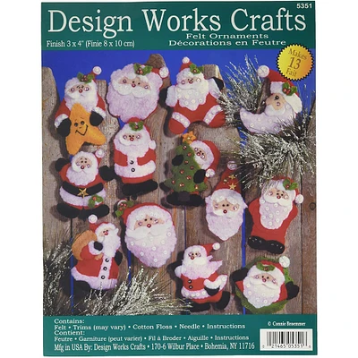 Design Works™ Lots of Santas Felt Ornament Applique Kit