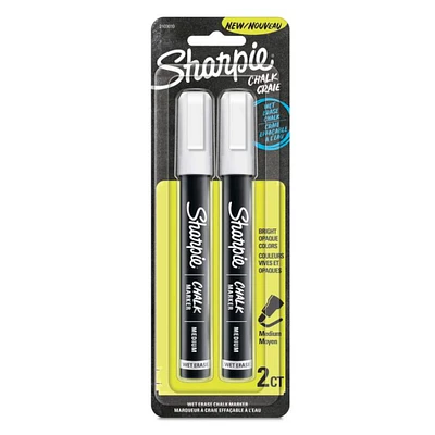 Sharpie® White Medium Point Wet Erase Chalk Markers, 2ct.