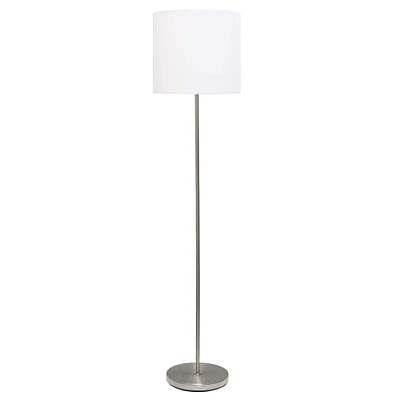 Simple Designs 57" Brushed Nickel Drum Shade Floor Lamp