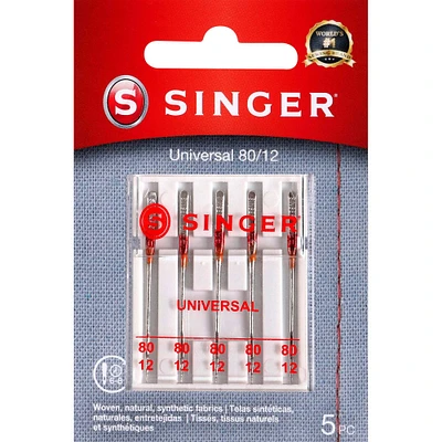 SINGER® Size 80/12 Universal Regular Point Sewing Machine Needles, 5ct.