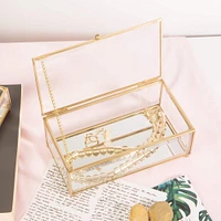 Home Details 9" Gold Vintage Glass Keepsake Box