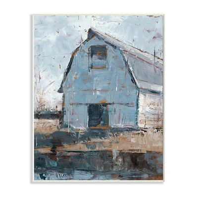 Stupell Industries Abstract Distressed White Barn Farm Architecture Wood Wall Plaque