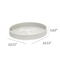 Elegant Designs™ 13.8" Round Blessed & Never Stressed Serving Tray with Handles