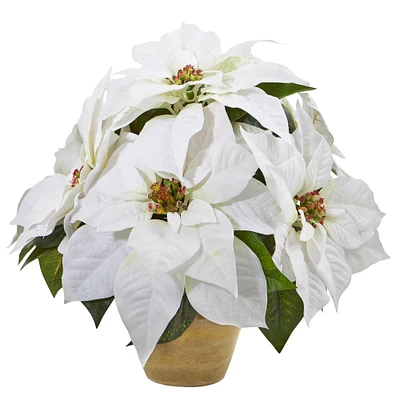 13" Poinsettia Arrangement in Ceramic Vase