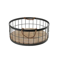 Wire Baskets with Wooden Base & Handles, 2ct.