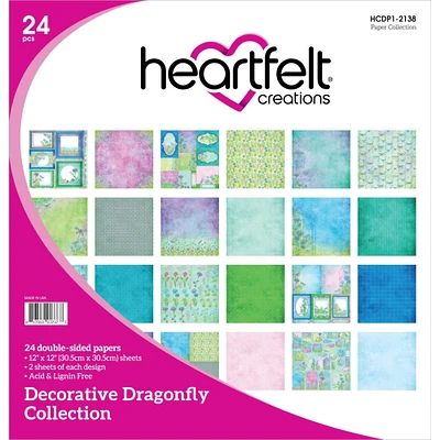 Heartfelt Creations Double-Sided Paper Pad 12" x 12" 24 ct. Decorative Dragonfly