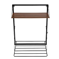 Honey Can Do 31" Black & Walnut Collapsible Wall-Mounted Clothes Drying Rack with Shelf