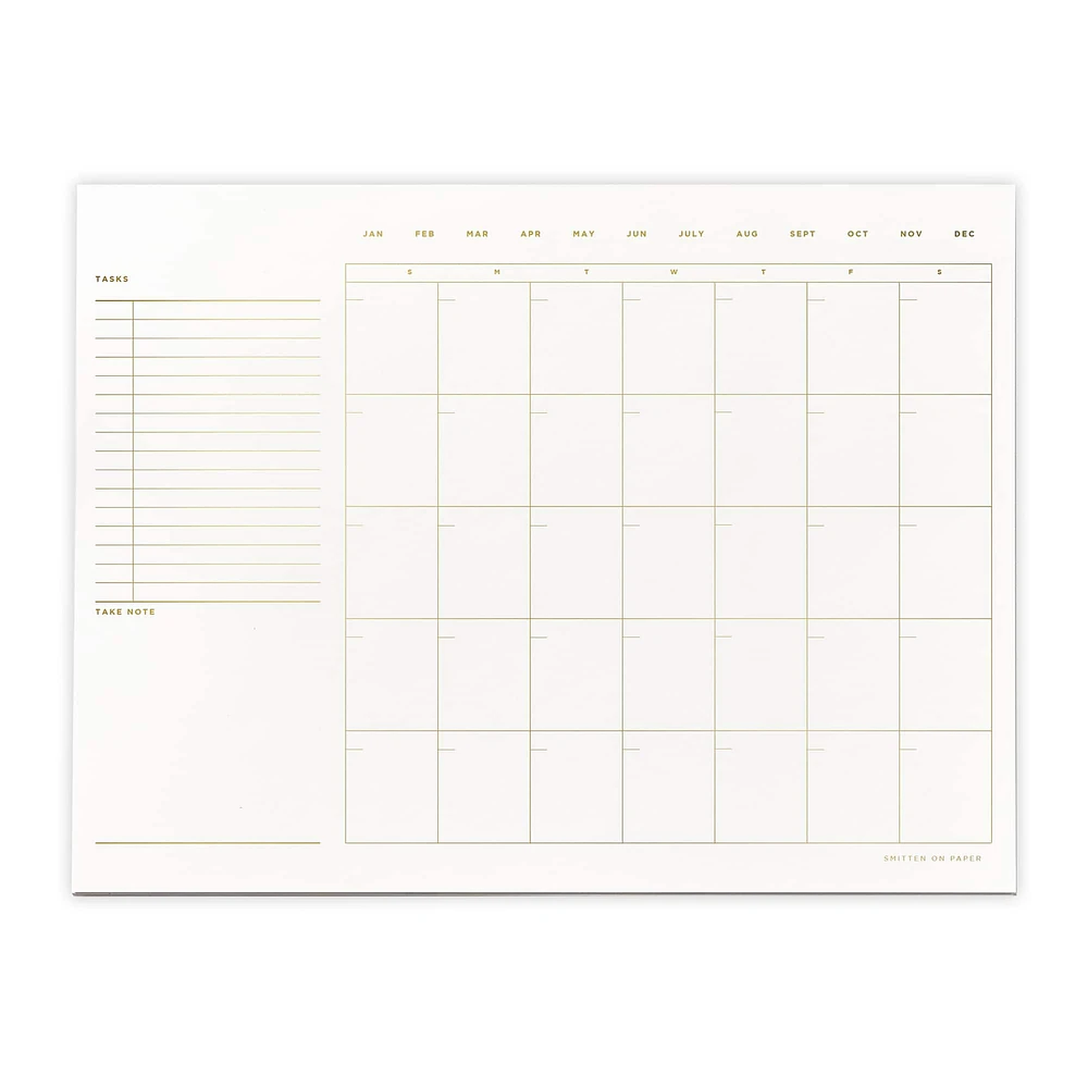 Smitten on Paper White Open Dated Monthly Desk Calendar