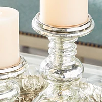 Silver Glass Traditional Candle Holder Set, 2ct.