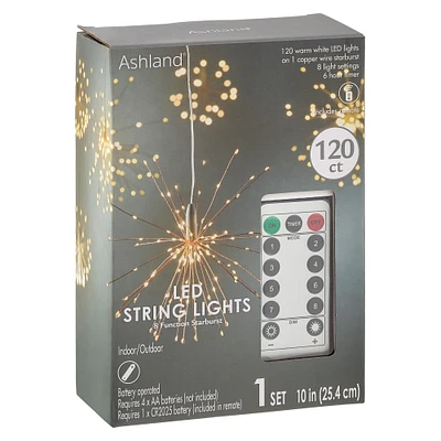 120ct. Warm White LED Copper String Lights Starburst by Ashland®