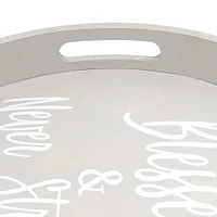 Elegant Designs™ 13.8" Round Blessed & Never Stressed Serving Tray with Handles